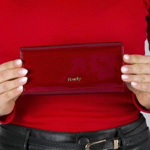 Wholesale Red Patent Leather Wallet in 3D Pattern