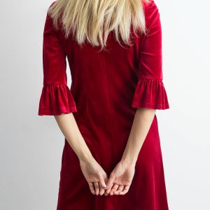 Wholesale Burgundy velour women's dress