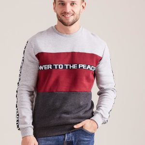 Wholesale Gray cotton sweatshirt for men with inscriptions