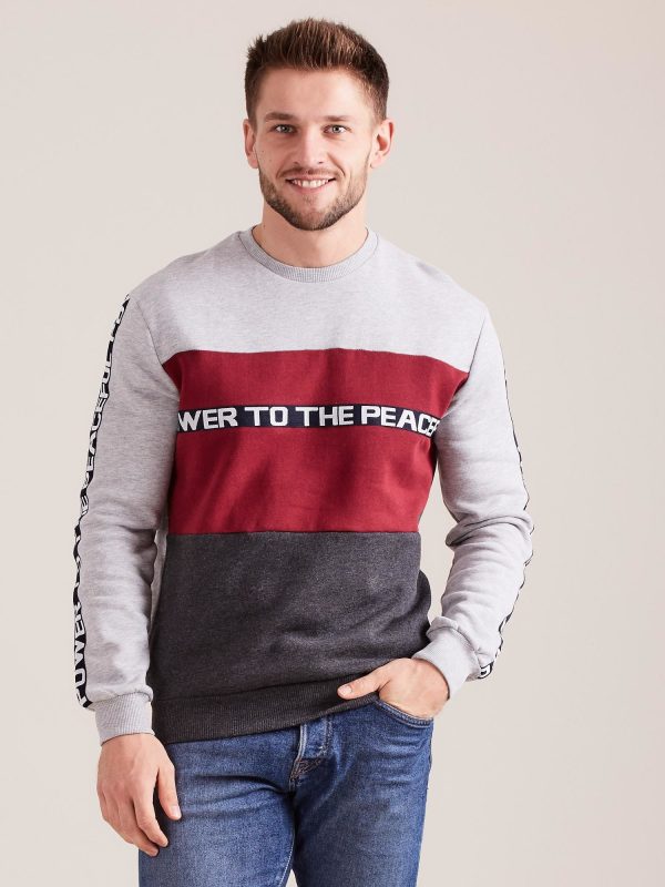 Wholesale Gray cotton sweatshirt for men with inscriptions