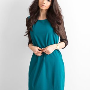 Wholesale Women's dress with transparent sleeves green