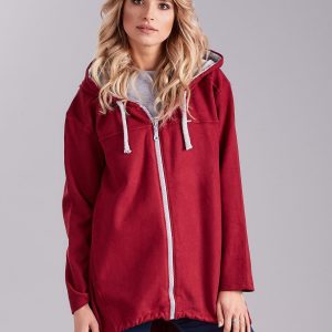 Wholesale Burgundy women's zipper sweatshirt