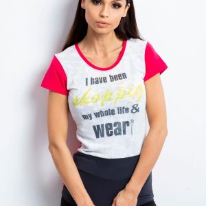 Wholesale Pink T-shirt with text print