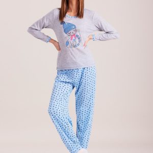 Wholesale Light Blue Patterned Sleeping Set