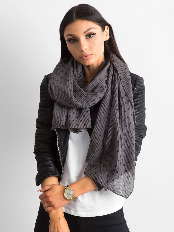 Wholesale Graphite pleated polka dot scarf