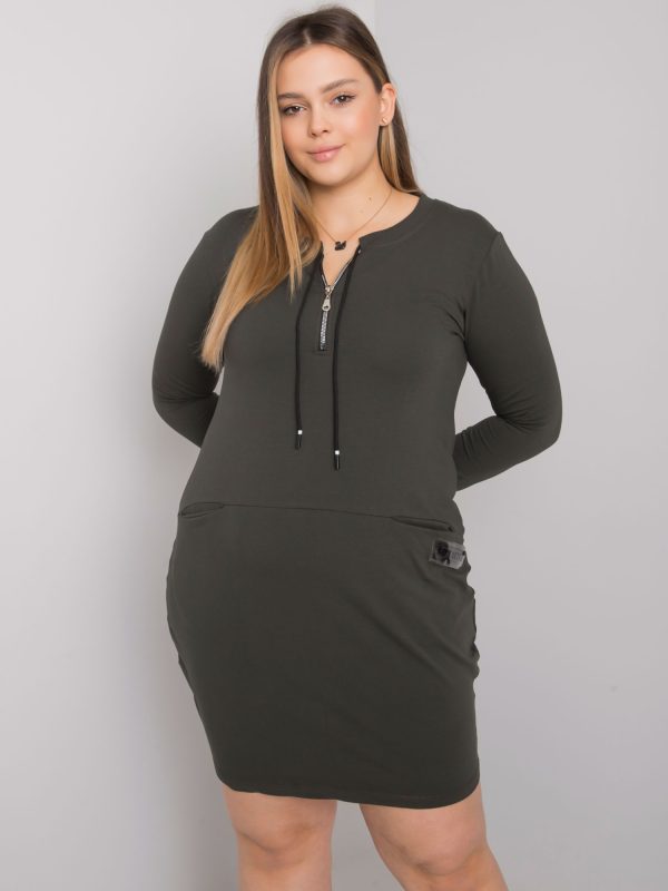 Wholesale Khaki dress plus size with pockets Alessia