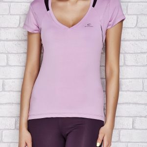 Wholesale Light purple t-shirt with triangular neckline