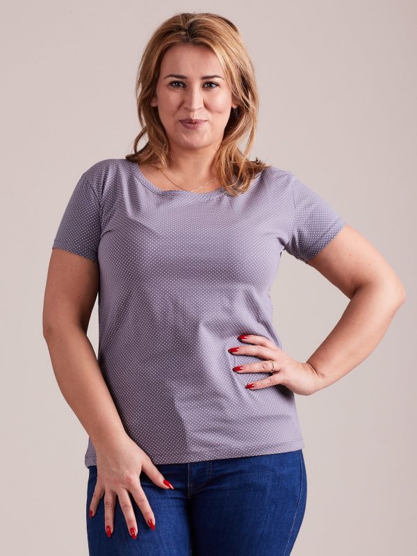 Wholesale Grey polka dot t-shirt PLUS SIZE