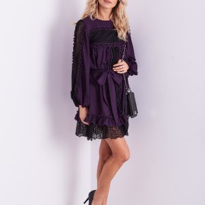 Wholesale BY O LA LA Purple dress with lace and frills