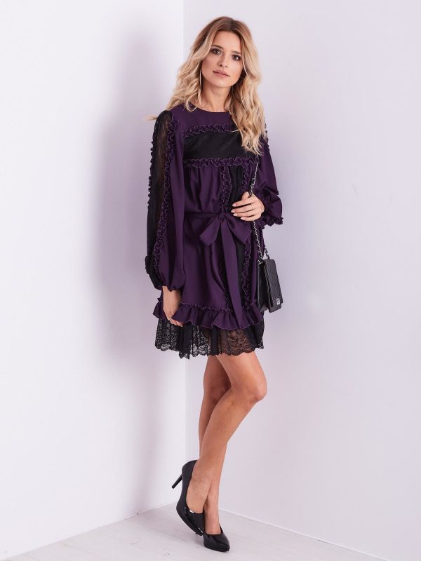 Wholesale BY O LA LA Purple dress with lace and frills