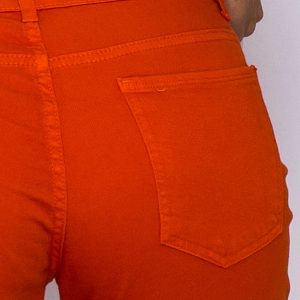 Wholesale Smooth pants made of orange fabric