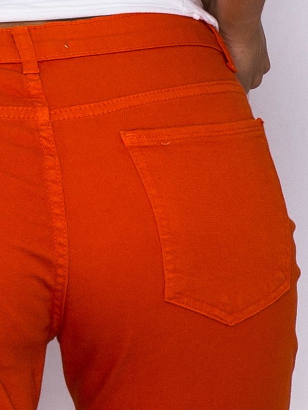 Wholesale Smooth pants made of orange fabric