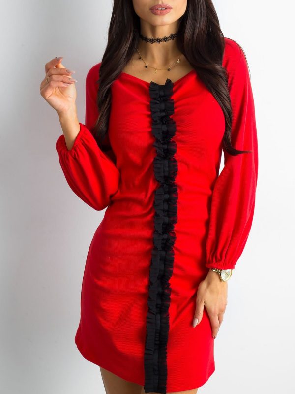 Wholesale BY O LA LA Red Ribbed Dress