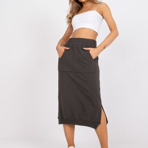 Wholesale Khaki cotton midi tracksuit skirt