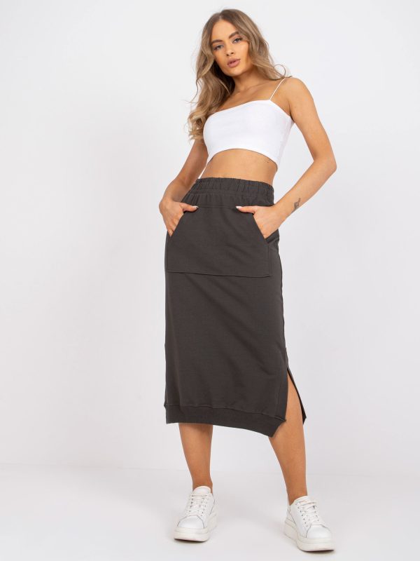 Wholesale Khaki cotton midi tracksuit skirt