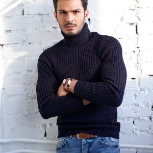 Wholesale Men's Knitted Sweater Navy Blue