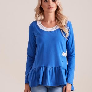 Wholesale Blue blouse with a basque