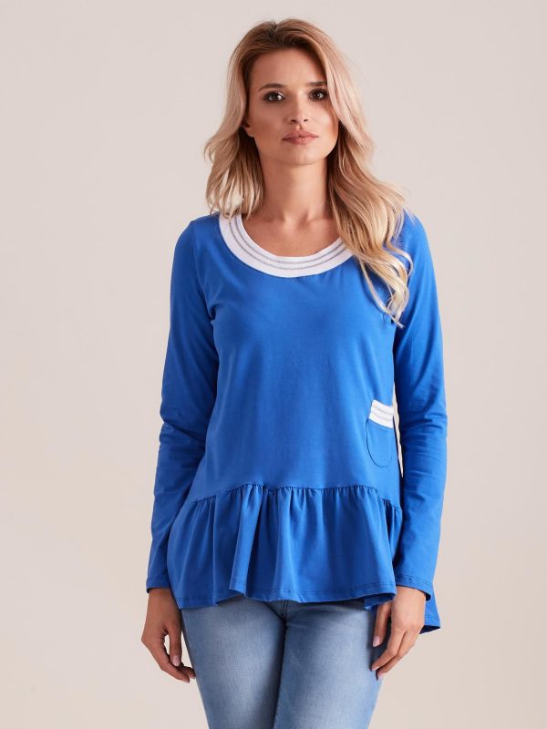 Wholesale Blue blouse with a basque