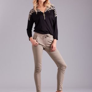 Wholesale Beige jeggings with ruching