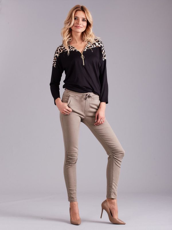 Wholesale Beige jeggings with ruching