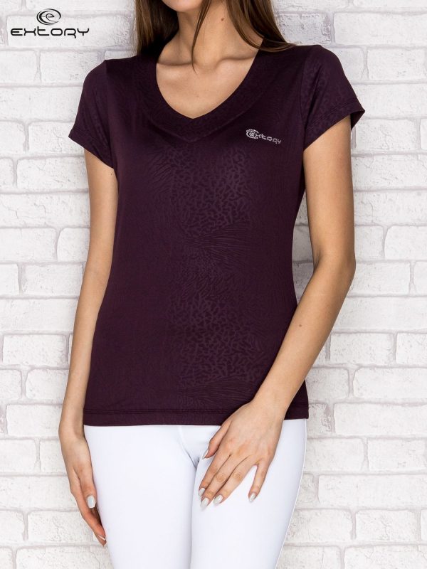 Wholesale Dark purple t-shirt with embossed texture PLUS SIZE