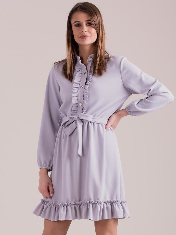 Wholesale Grey dress with frills