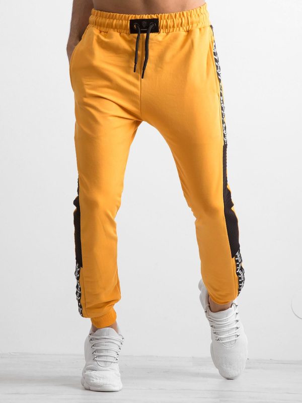 Wholesale Yellow men's sweatpants with stripes