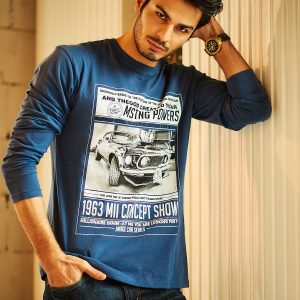 Wholesale Men's blouse with car print blue