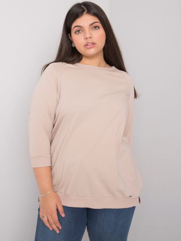 Wholesale Emma Cotton Plus Size Light Beige Blouse