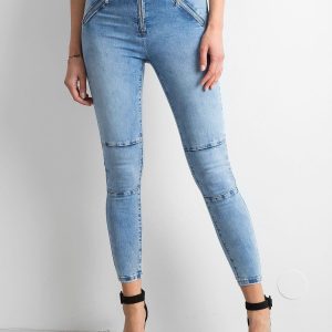 Wholesale Blue high waist jeans with zippers