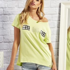 Wholesale T-shirt with handbag motif lime