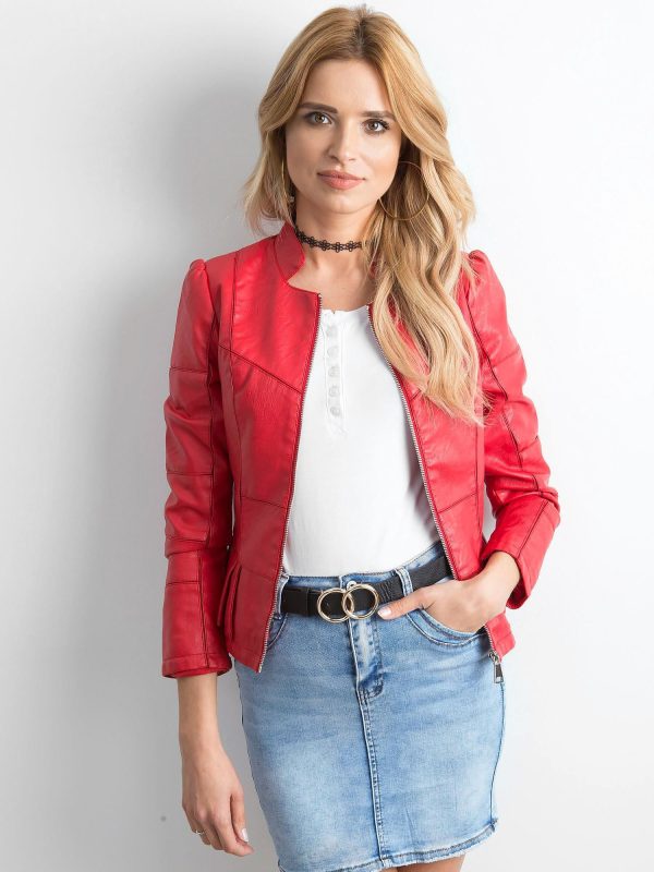 Wholesale Red jacket made of imitation leather