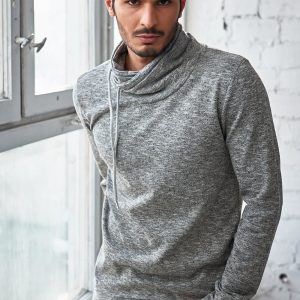 Wholesale Grey melange men's sweatshirt with collar