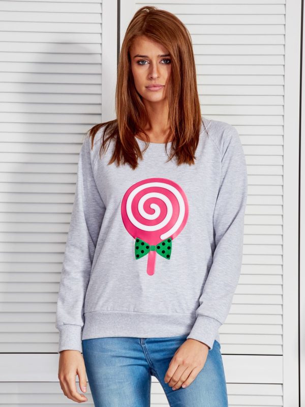 Wholesale Grey sweatshirt with lollipop