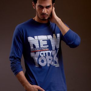 Wholesale Men's blouse with the inscription NEW YORK CITY blue