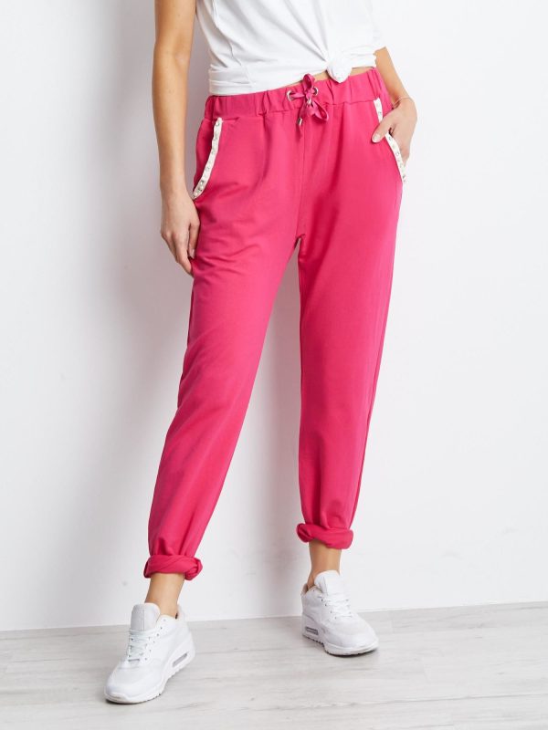 Wholesale Pink sweatpants with applique