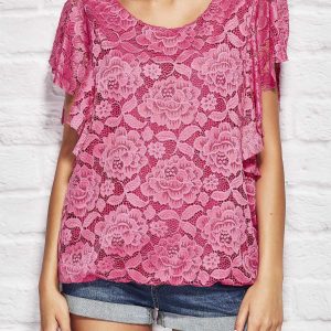 Wholesale Dark pink lace blouse for women