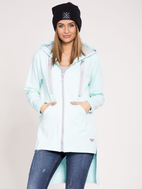 Wholesale Sweatshirt asymmetrical hoodie light blue