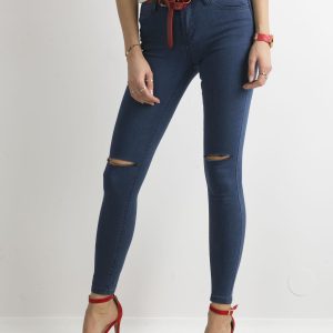 Wholesale Blue jeggings with slits