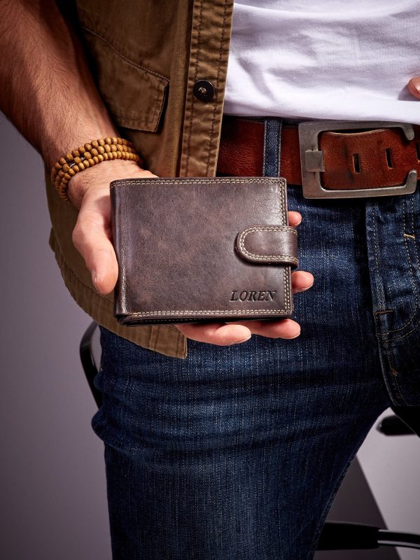 Wholesale Leather wallet for man with brown clasp