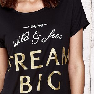 Wholesale Black T-shirt with the inscription DREAM BIG