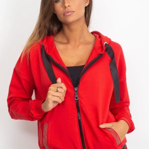 Wholesale Red Cotton Zipper Sweatshirt