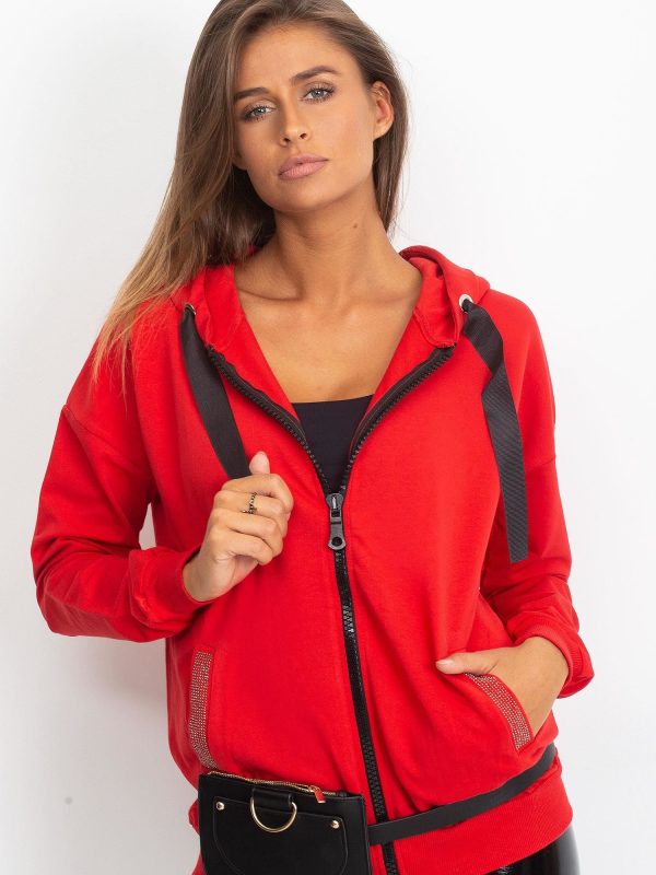 Wholesale Red Cotton Zipper Sweatshirt