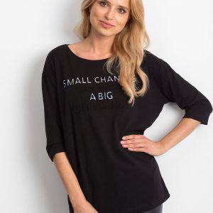 Wholesale Black blouse with convex lettering