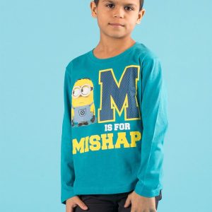 Wholesale Dark turquoise blouse with minions print