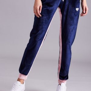 Wholesale Navy and pink velour sweatpants