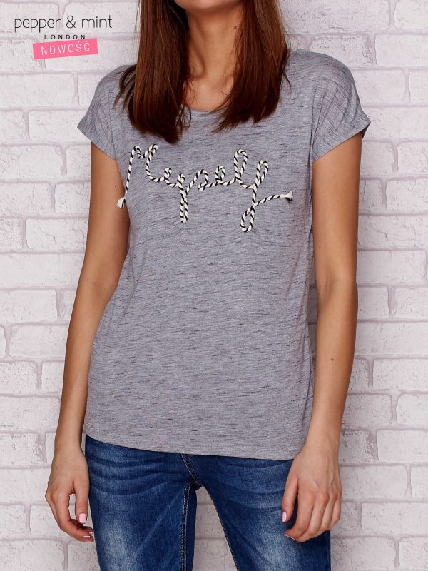 Wholesale Melange t-shirt with the inscription MYSELF grey