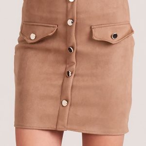 Wholesale Beige pencil skirt with imitation suede