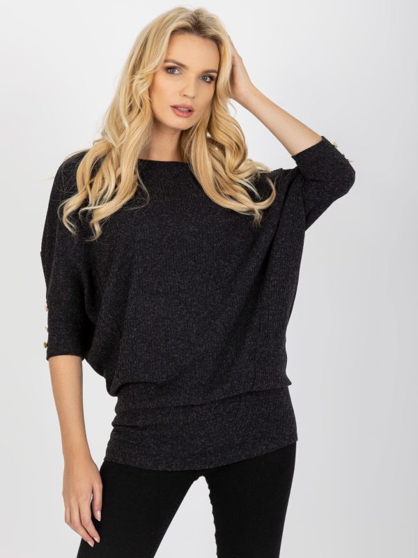 Wholesale Oversize-Graphit-Pullover with Knöpfen