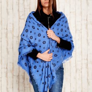 Wholesale Blue scarf with floral print